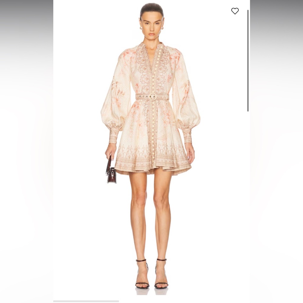 Zimmermann Pink Cream Floral Lace-Trim Mini Dress - NWT